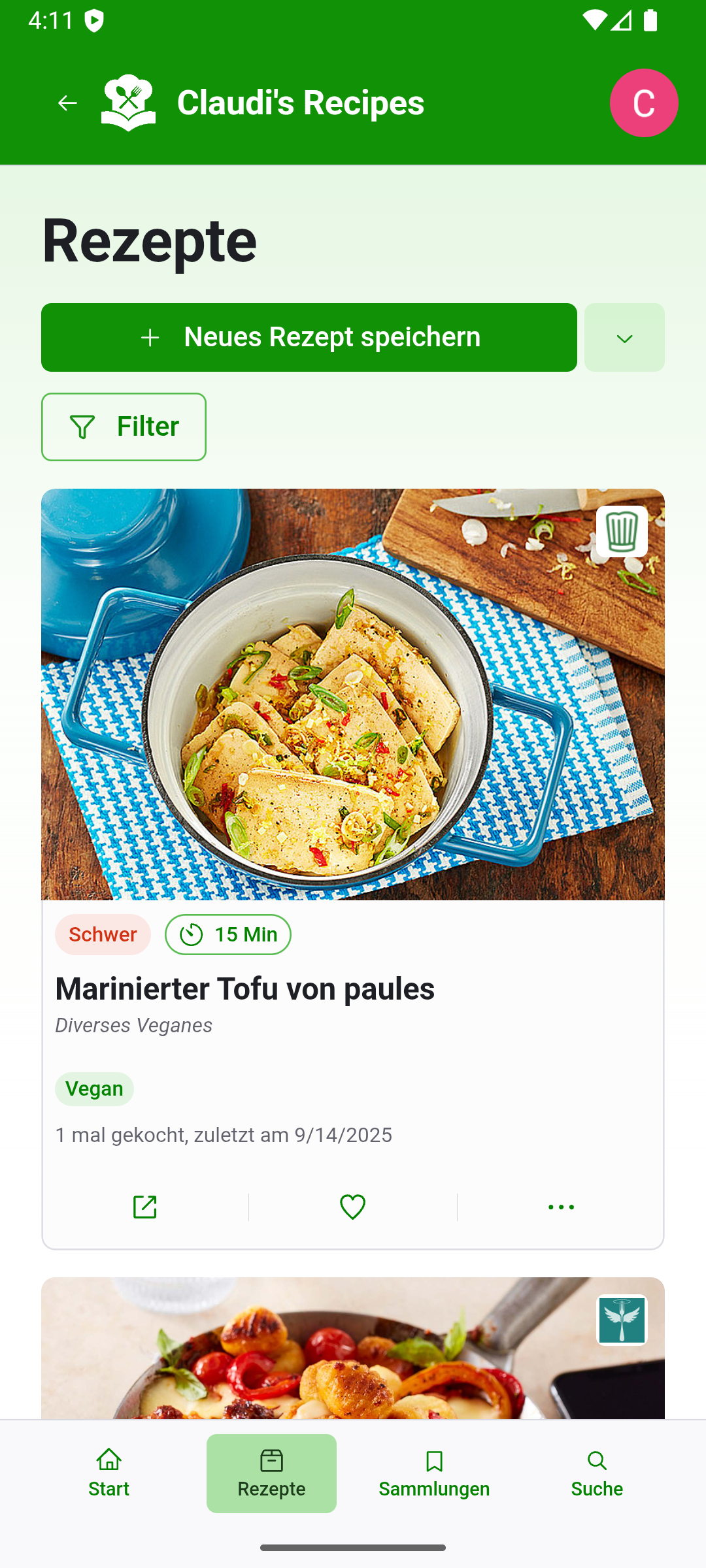 Recipe Management Screenshot